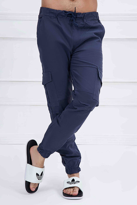 Blue Cotton Cargo Trouser