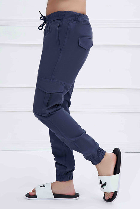 Blue Cotton Cargo Trouser