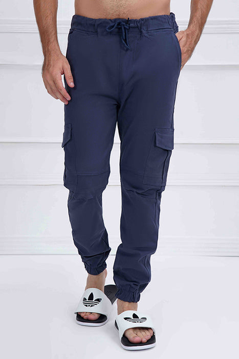 Blue Cotton Cargo Trouser