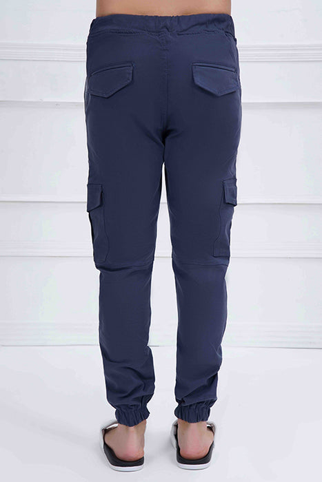 Blue Cotton Cargo Trouser