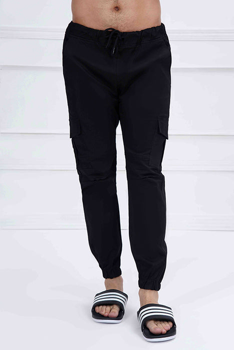 Black Cotton Cargo Trouser