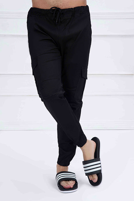 Black Cotton Cargo Trouser