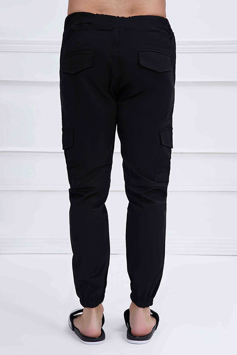 Black Cotton Cargo Trouser